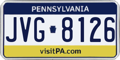 PA license plate JVG8126