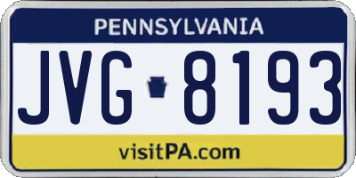 PA license plate JVG8193