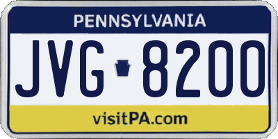 PA license plate JVG8200