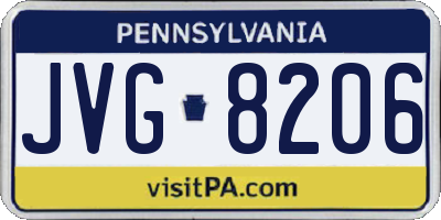 PA license plate JVG8206