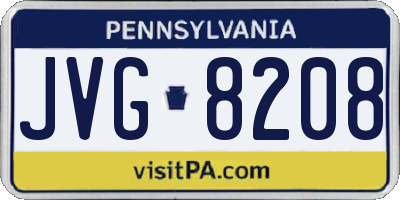 PA license plate JVG8208