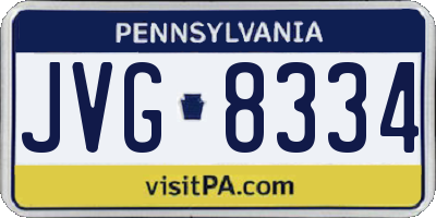 PA license plate JVG8334