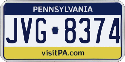 PA license plate JVG8374