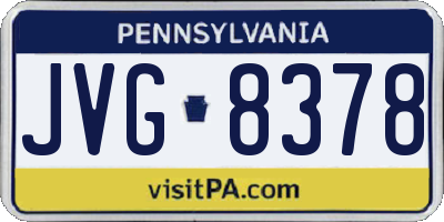 PA license plate JVG8378