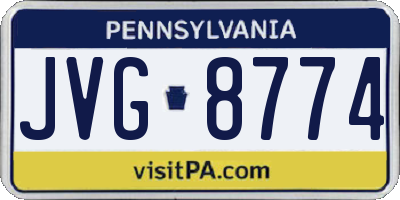 PA license plate JVG8774