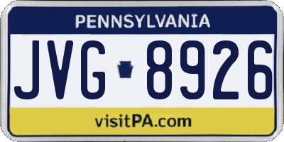 PA license plate JVG8926