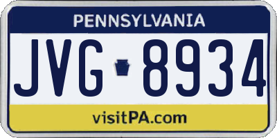 PA license plate JVG8934