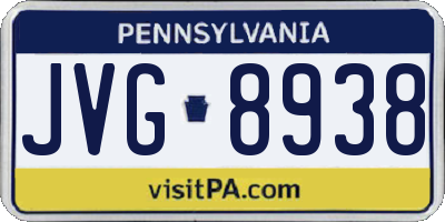 PA license plate JVG8938