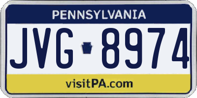 PA license plate JVG8974
