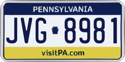 PA license plate JVG8981