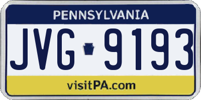 PA license plate JVG9193