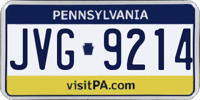 PA license plate JVG9214