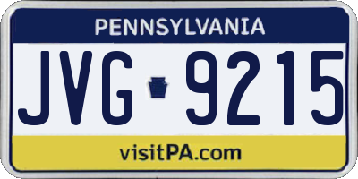 PA license plate JVG9215