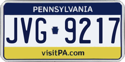 PA license plate JVG9217
