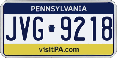 PA license plate JVG9218