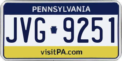 PA license plate JVG9251
