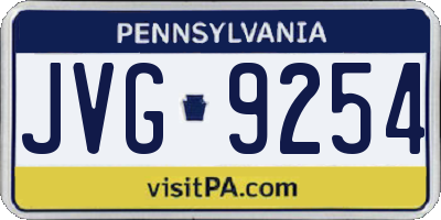 PA license plate JVG9254