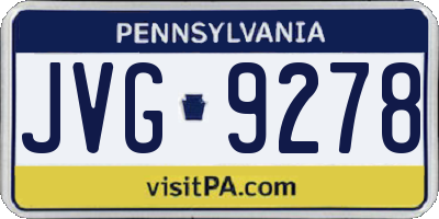 PA license plate JVG9278