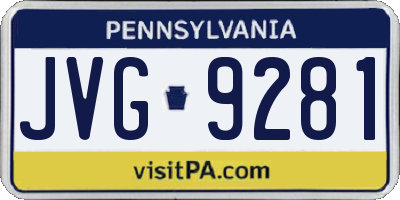 PA license plate JVG9281