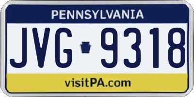 PA license plate JVG9318