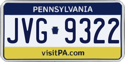 PA license plate JVG9322