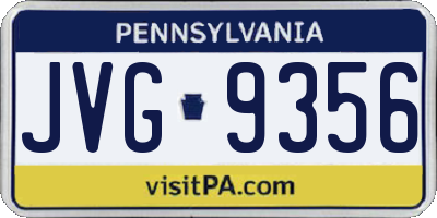 PA license plate JVG9356