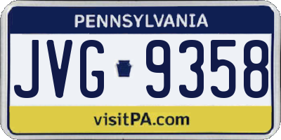 PA license plate JVG9358