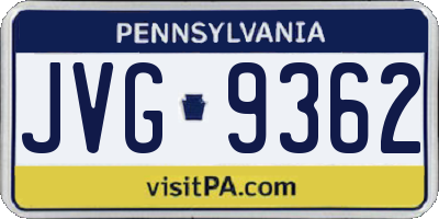 PA license plate JVG9362