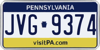 PA license plate JVG9374