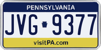PA license plate JVG9377