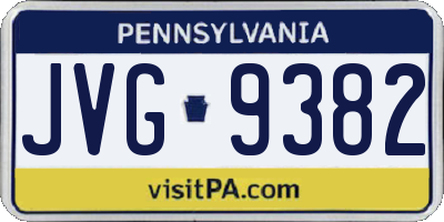 PA license plate JVG9382
