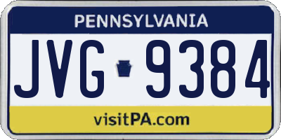 PA license plate JVG9384