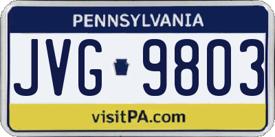 PA license plate JVG9803
