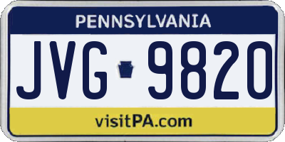 PA license plate JVG9820