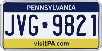 PA license plate JVG9821
