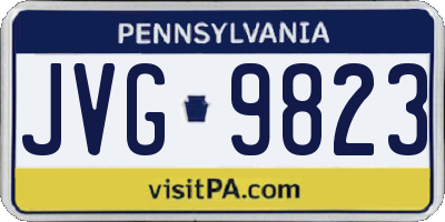 PA license plate JVG9823