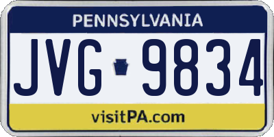 PA license plate JVG9834