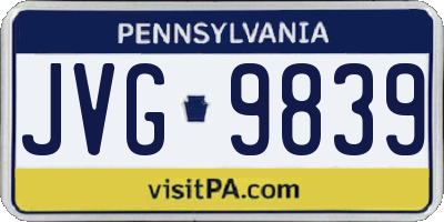PA license plate JVG9839