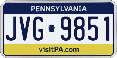 PA license plate JVG9851