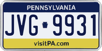 PA license plate JVG9931