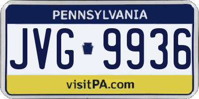 PA license plate JVG9936