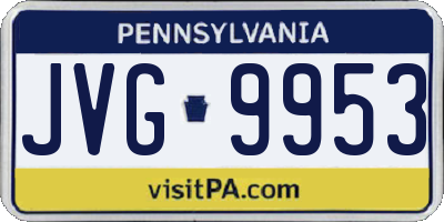 PA license plate JVG9953