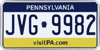 PA license plate JVG9982