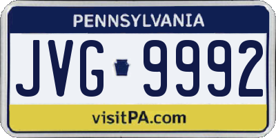 PA license plate JVG9992