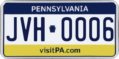 PA license plate JVH0006