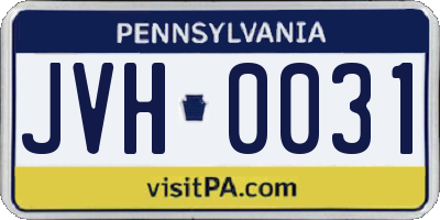 PA license plate JVH0031