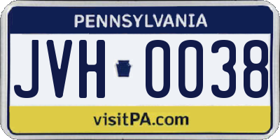 PA license plate JVH0038