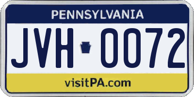 PA license plate JVH0072