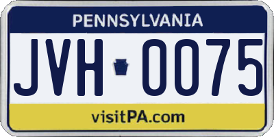 PA license plate JVH0075