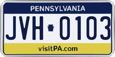 PA license plate JVH0103